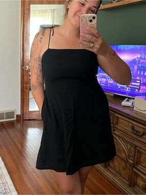 Old Navy Black Square-Neck Mini Dress with Tie Straps